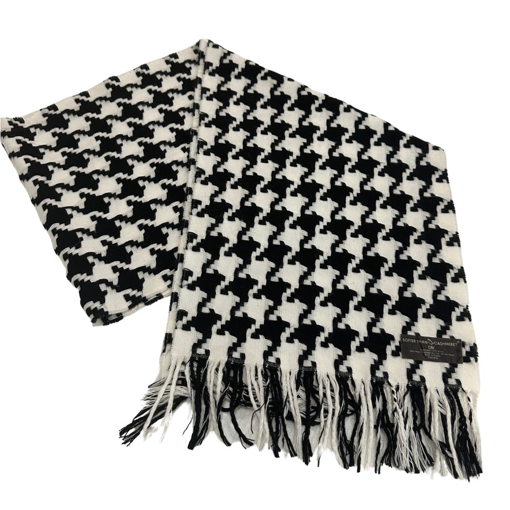 Black White Houndstooth Fringe Scarf - Softer than cashmere?